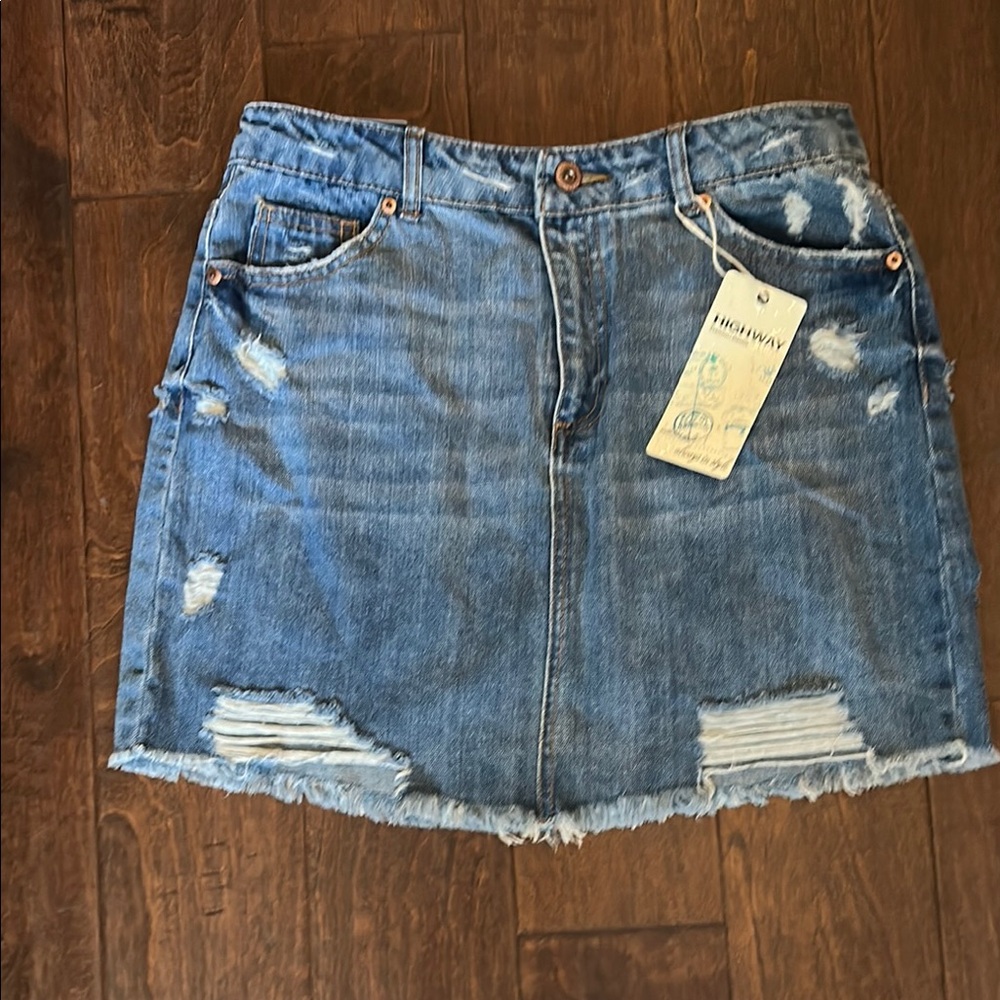 Denim Distressed Skirt